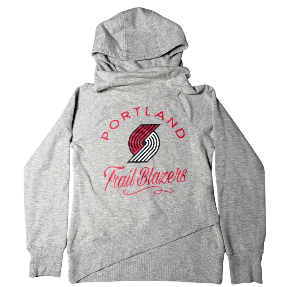NBA Girls Portland Trail Blazers Heather Grey Crossover Hem Hoodie Small S‎ 7/8